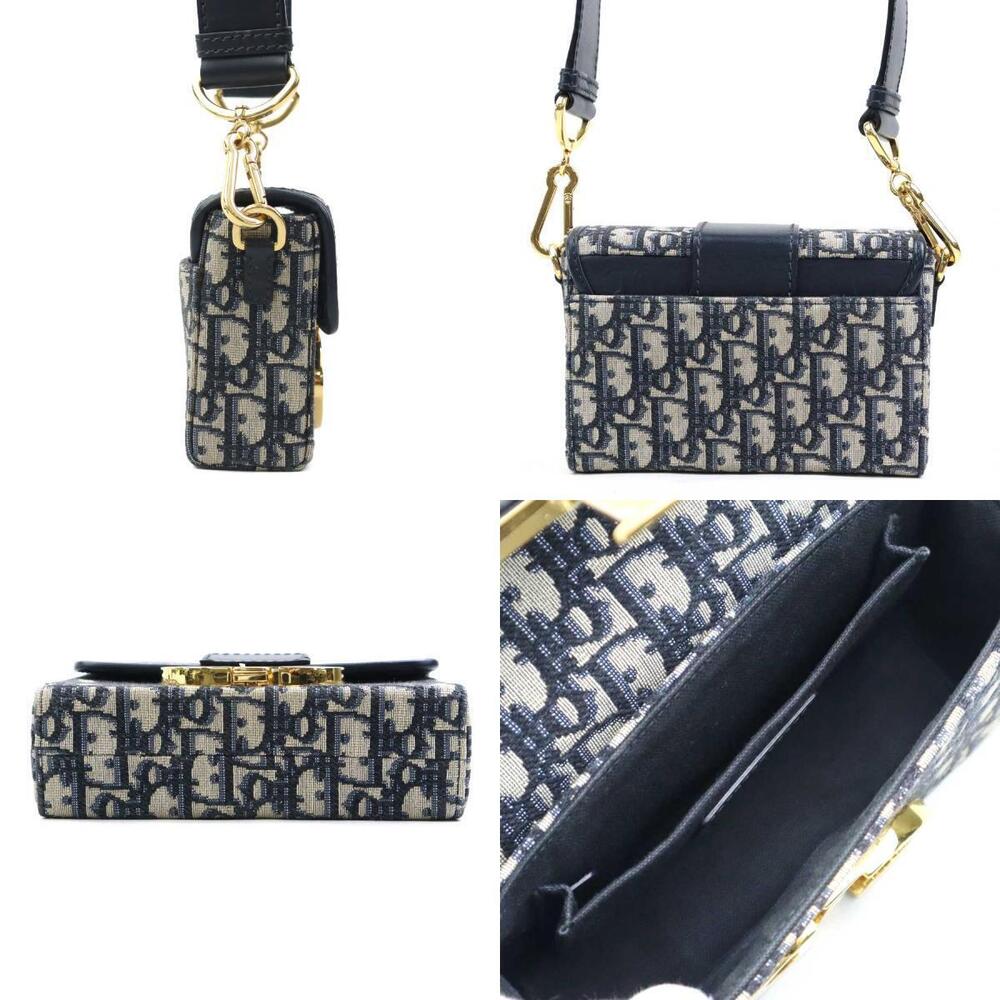 Dior  Blue Canvas Montaigne Navy Christian Leather Shoulder Bag Blue
